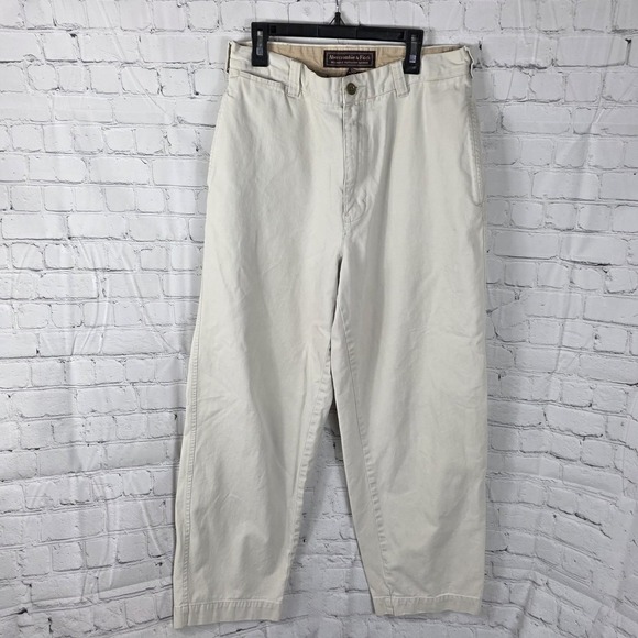 1990s  Vintage Size 30x30 Abercrombie & Fitch  Flat Front Khaki Trousers - Picture 1 of 6